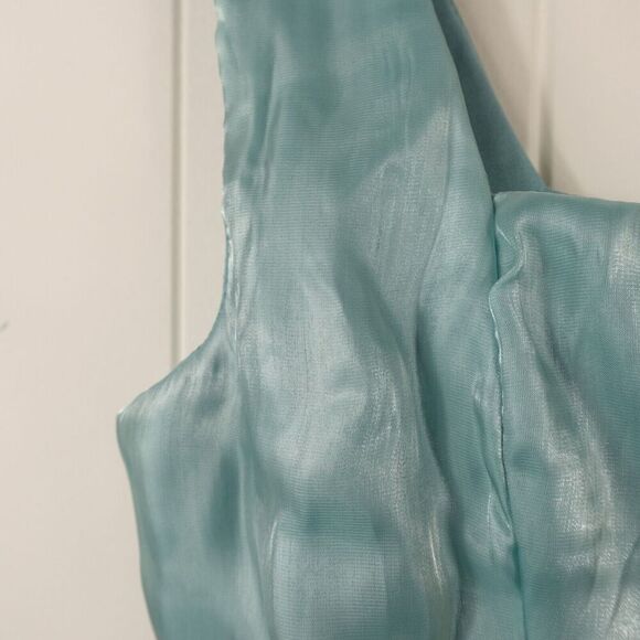 Lulus Womens Thriving Darling Shiny Sleeveless Tiered Mini Dress Large - Picture 7 of 13